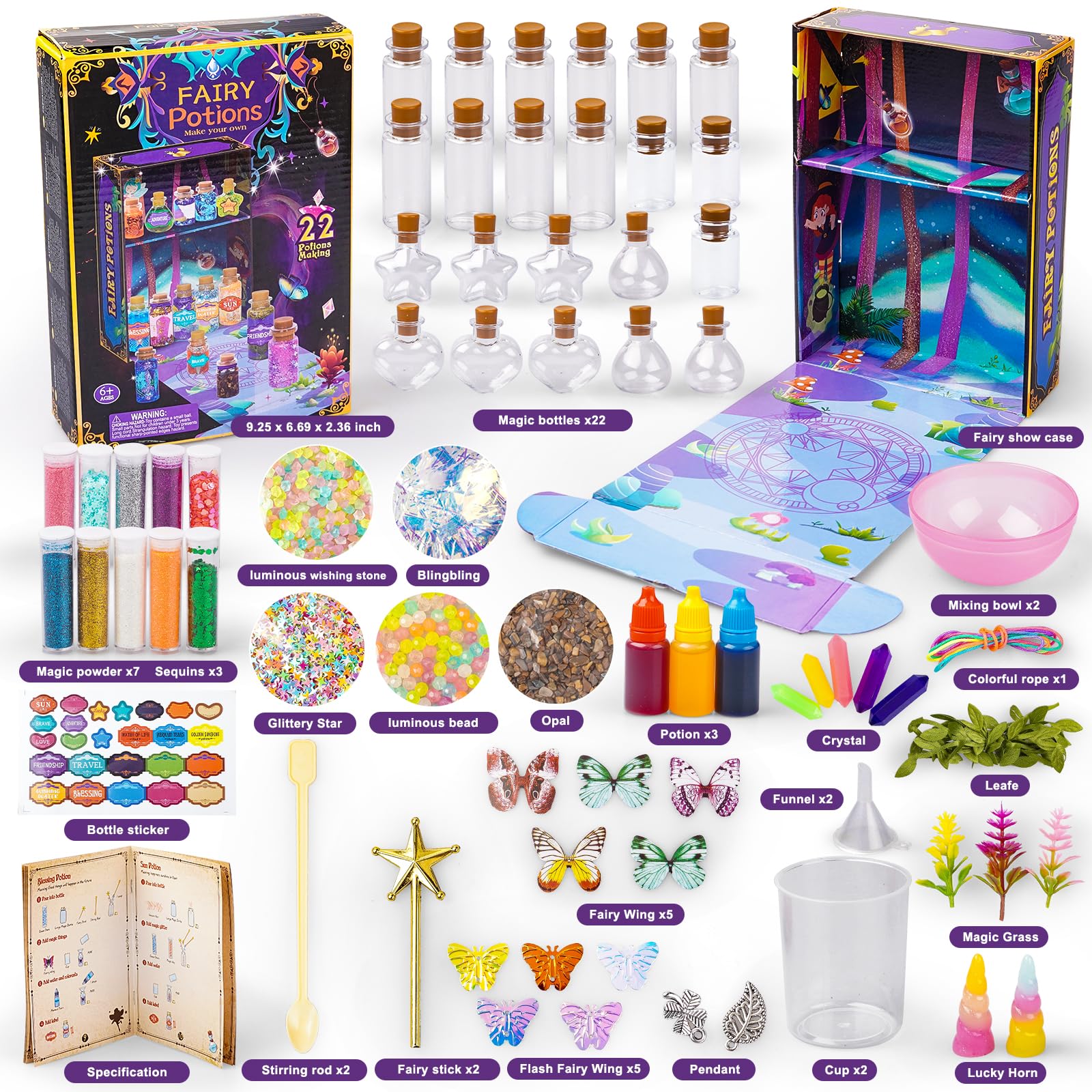 JEEKALO Fariy Magic Glow Potion Set Kits for Kids Magic Kids Mix Potion DIY Making kit 22 Bottles Creative Toy Art Craft Helloween Christmas Decorations Birthday Gift for Girls Boys Age 6 7 8 9 10 12