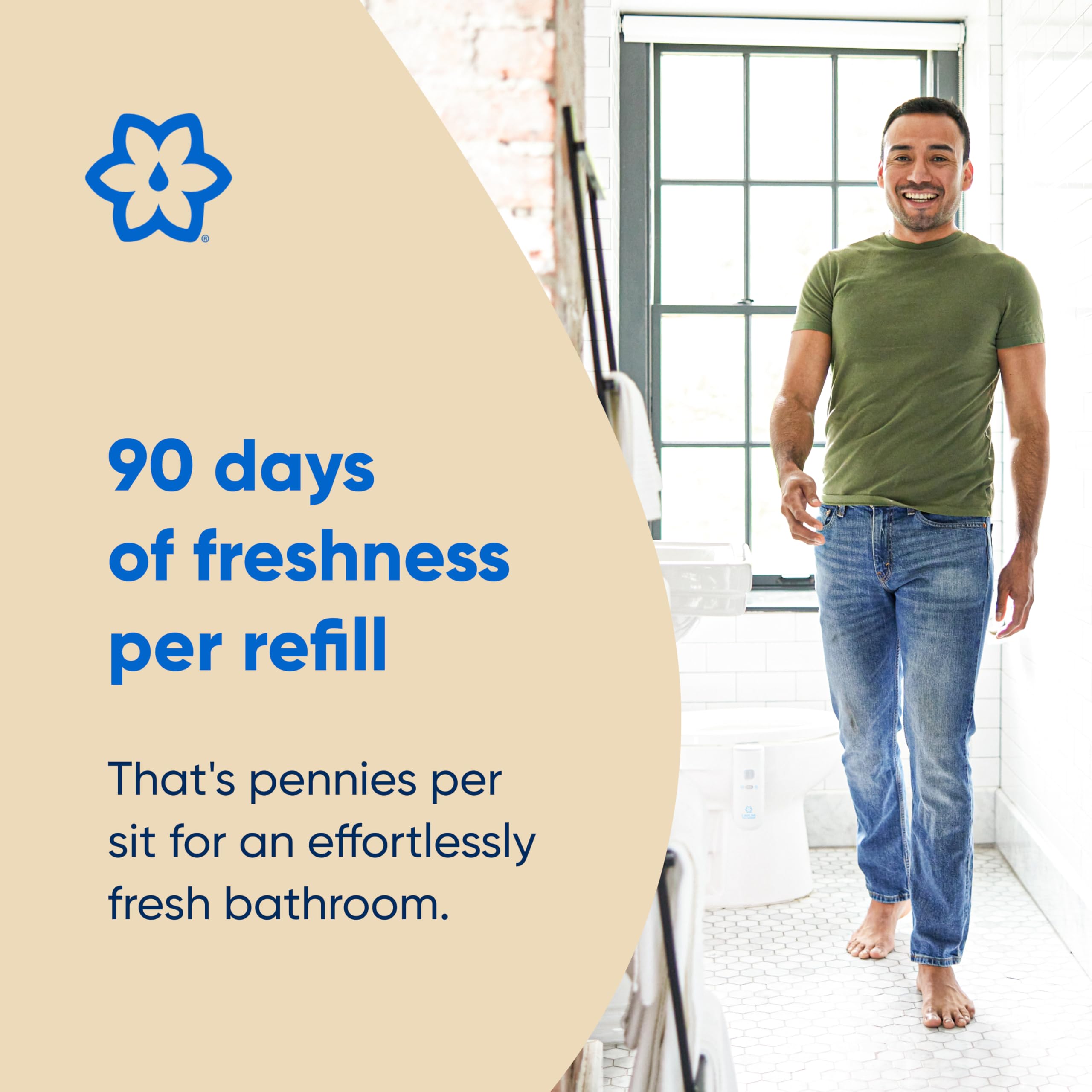 LooLoo 3.0 Touch Free Toilet Freshener Automatic Air Freshener Spray for Bathroom Starter Kit with Light and Toilet Deodorizer, Bathroom Spray Odor Eliminator - Lavender