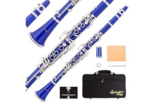 Aileen Lexington Bb Flat 17 Key Clarinet with One-Month Free Lesson, Reed, Mouthpiece, Hard Case, Cork Grease, Screwdriver and Other Kit (Blue, 17 Key)