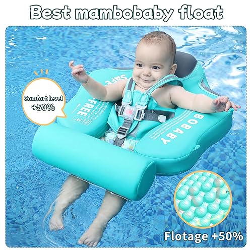 Mambobaby Float with Canopy Size Improved Non Inflatable Infant Baby Pool  Float Smart Mambo Float Swim Trainer