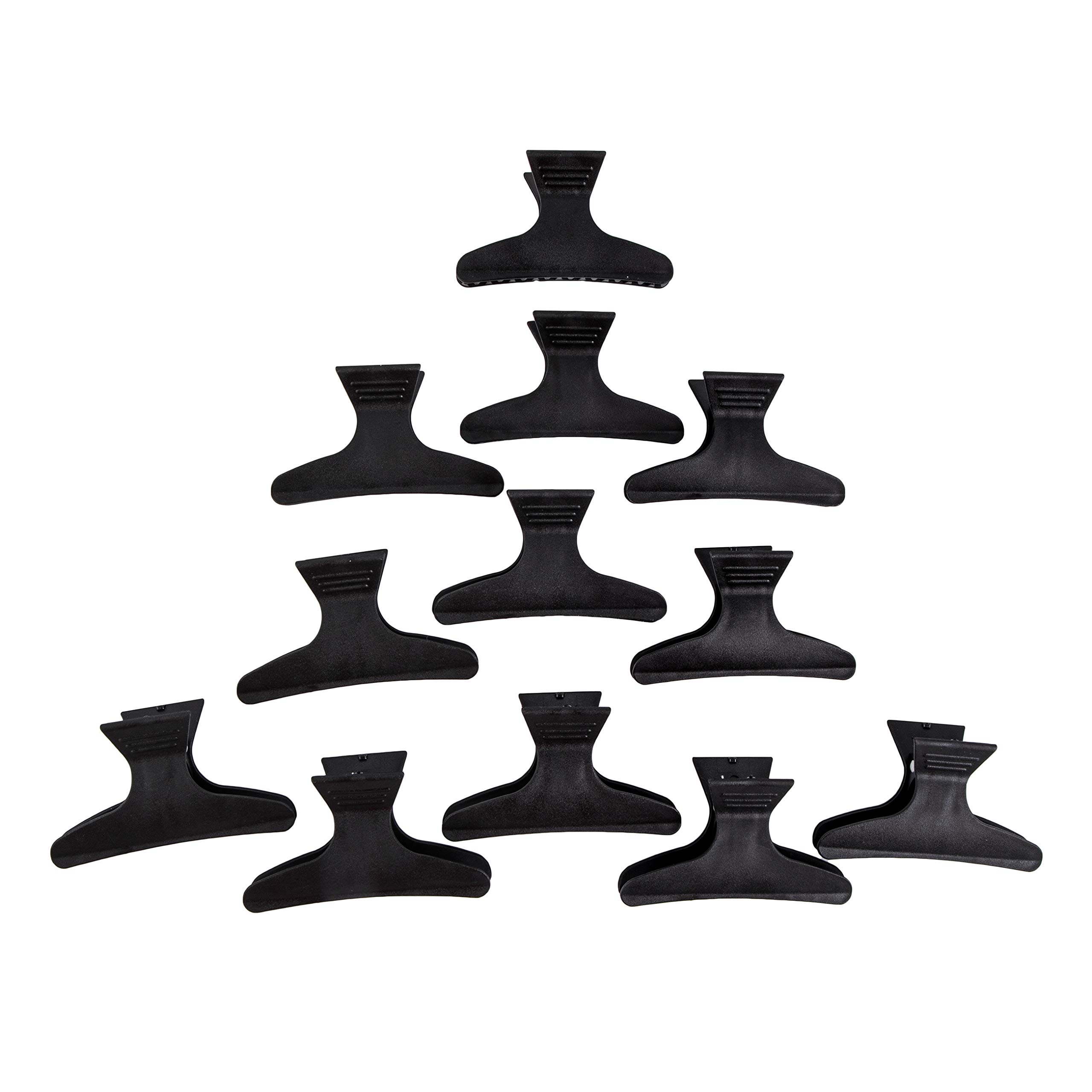 Ponik's Plastic Butterfly Barber Clips Hair Clips for Hairdressers - Hair Clips Clips Hairdressing Supplies Clips for Hairdressers Hair Cutting Aid Hair Clips - Pack of 12 Black 8cm