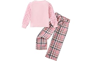 SAEABY Little Girls Clothes 2 Piece Outfit Kids Long Sleeve T Shirt Pant Set Cute Fall Winter Outfits for Girl Age 4-8