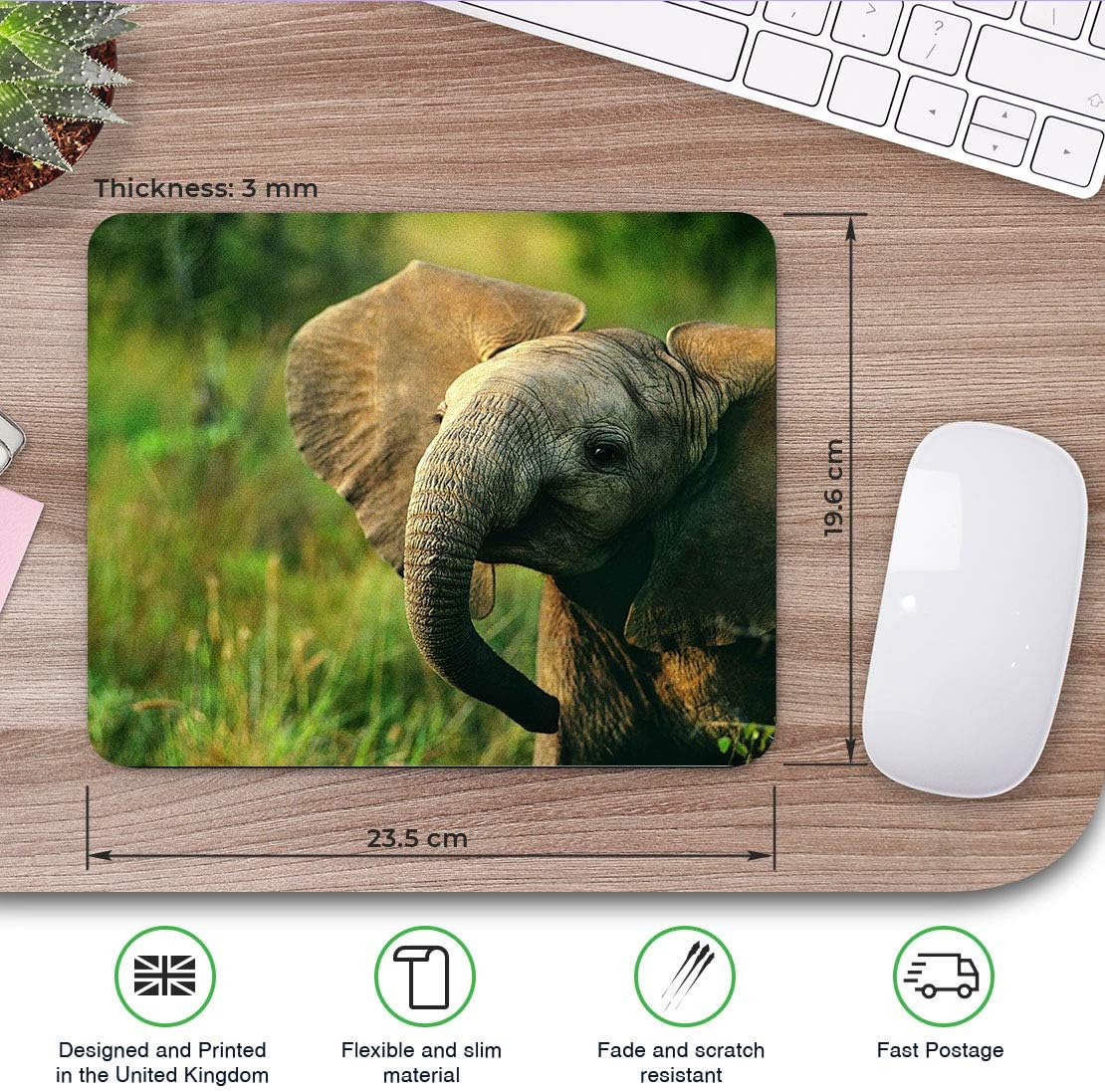 Baby Elephant Wild Animal Mouse Mat Pad Computer PC Laptop Gaming Office Home Desk Accessory Gadget 13014 - Image 3