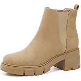 REDTOP Women's Chelsea Boots Elastic Chunky Block Heel Platform Lug Sole Ankle Booties