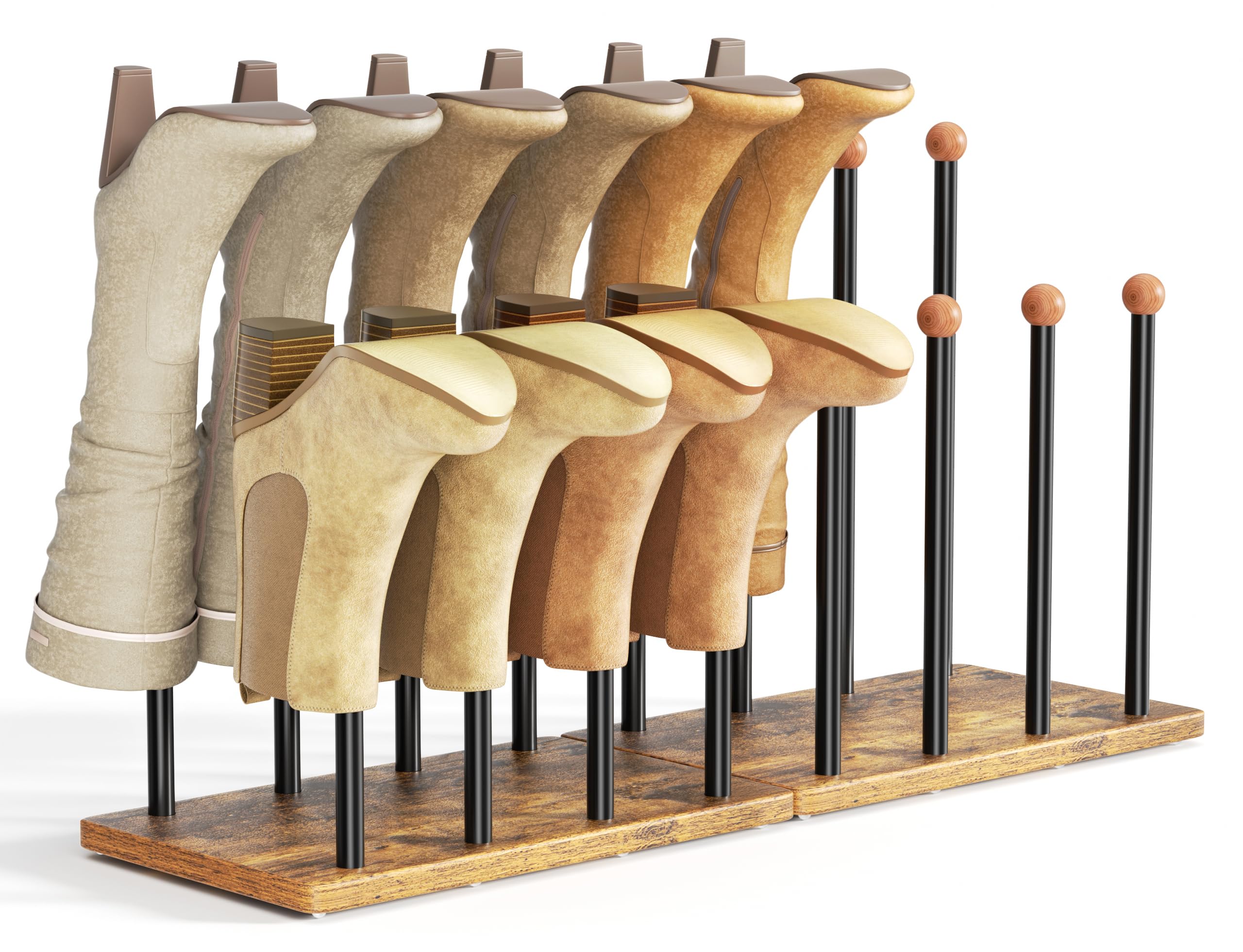 Photo 1 of pickpiff Boot Rack 8-Pair with Cedar Balls 16.4'' Tall Shoe Organizer Free standing Metal Holder with Wood Base