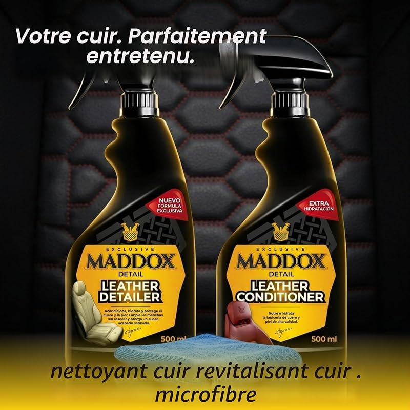 - Kit Nettoyant et Conditionneur Cuir Voiture Sièges 2x500ml