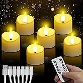 YiaMia Rechargeable Tea Lights with Remote, Flameless LED Candle with 24H Cycle Timer, Battery Operated Tea Lights for Votive, Weddings, Parties, Halloween, Christmas, Home Decoration (6)