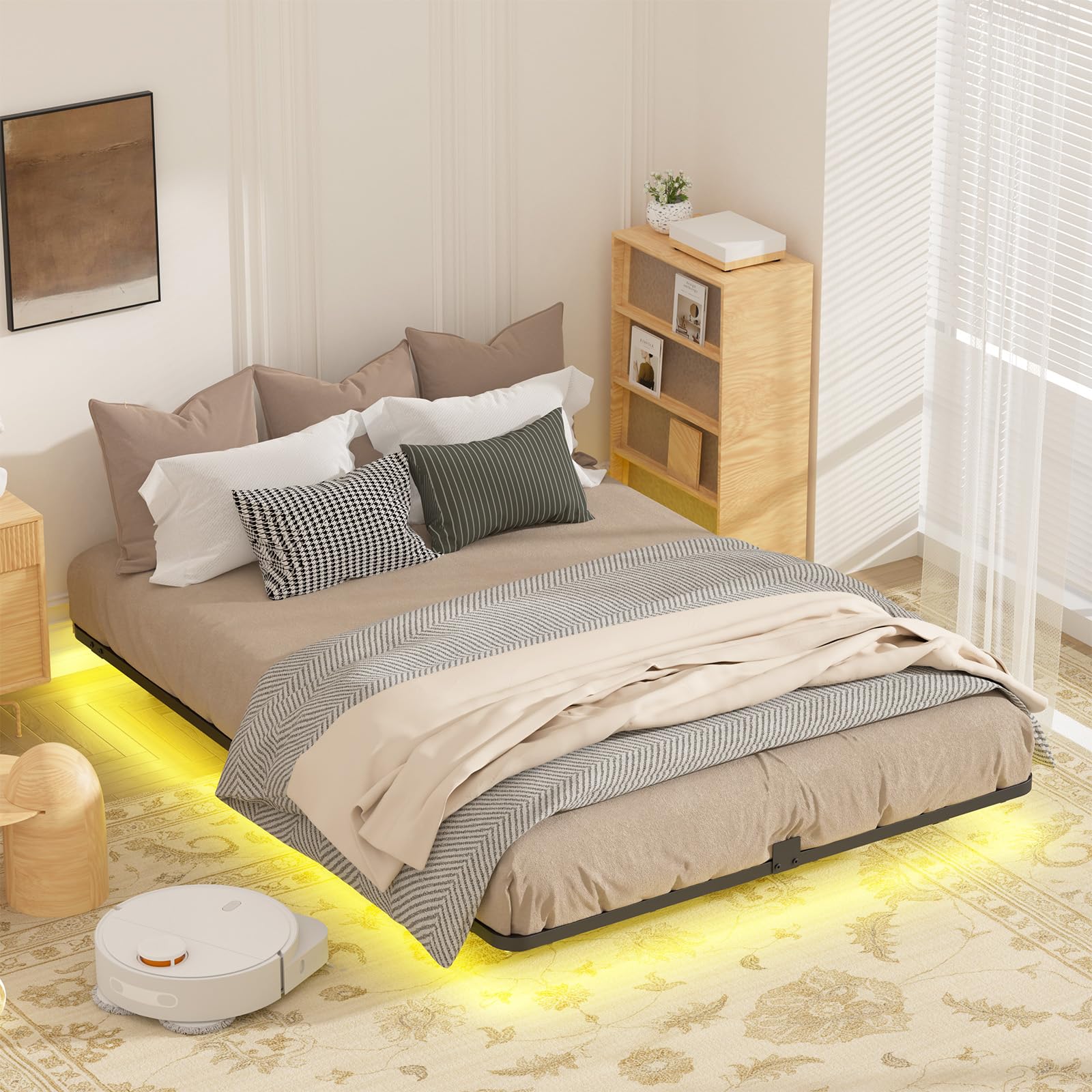 Photo 1 of ***MISSING PARTS*** ***PARTS ONLY*** Kaelidra Full Size Floating Bed Frame with Smart LED Lights, Heavy Duty Metal Platform Floating Bed Frame, No Box Spring Needed, Easy Assembly, Noise Free