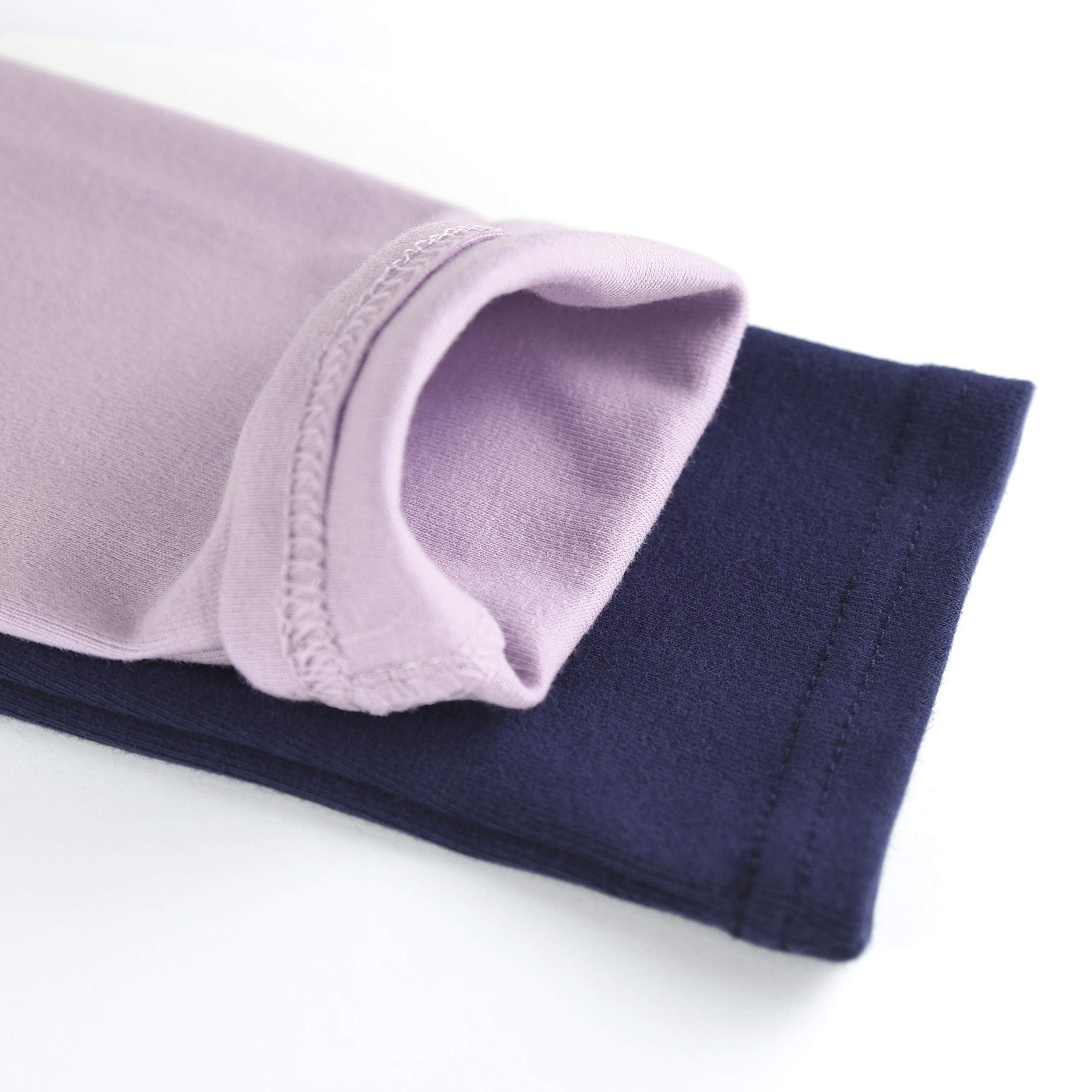 slaixiu Cotton Ankle Length Girls Leggings Stretchy Kids Pants 3-12y(GP04_Navy&Purple_130)