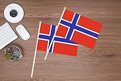 50 Pack Norway Norwegian Flags on Stick - Small