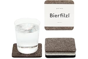 Graf Lantz - Bierfilzl Felt Coasters - Square - 100% Merino Wool - Moisture Wicking - Heat Resistant - Sustainable - Home Decor - Absorbs - Housewarming Gift - 6 Coaster Set - 4" x 4" x 5 mm - Earth