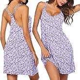 Ekouaer Cotton Nightgowns for Women Sleeveless Racerback Night Gown Spaghetti Strap Sleep Dress Chemise Sleepwear