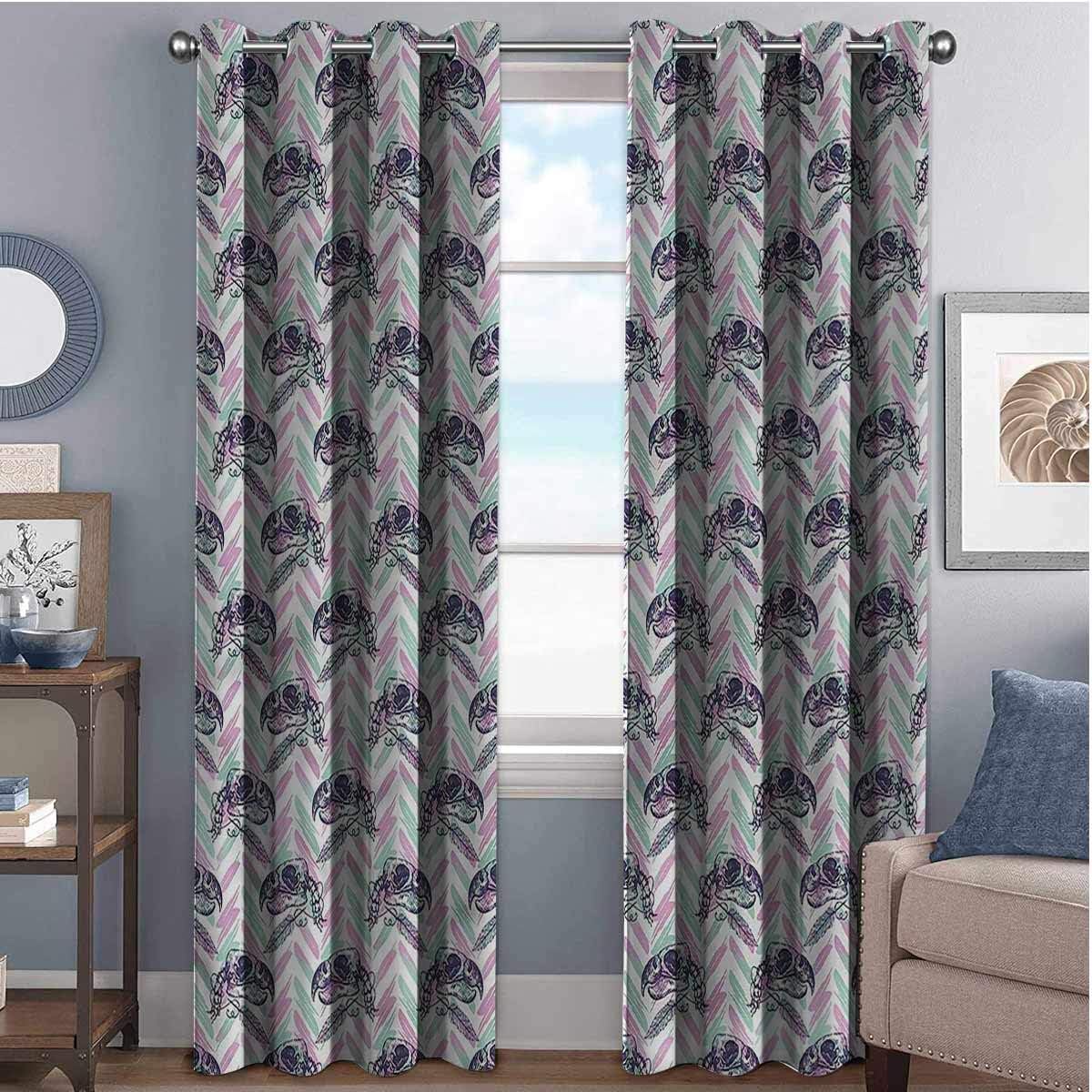 Boho Blackout curtains with grommets darken Parrot Skulls Zig Zag 2