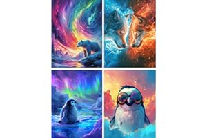 4 Pack 5D Diamond Art Kits for Adults - DIY Animal Diamond Painting Kits, Full Round Drill - Crystal Embroidery Cross Stitch 
