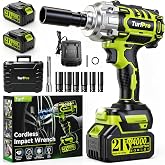 1/2" Cordless Impact Wrench, 1200N.m Impact Gun, Electric Impact Driver | Brushless High Torque Impact Gun,3900RPM,3 Variable Speeds,LED Light,2x4000mAh Battery, 6 Sockets,1 Extension Rod