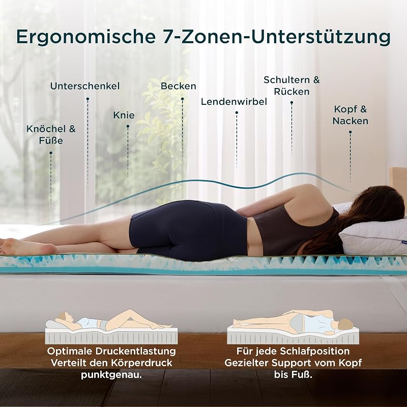 Matratzen Topper 90x200cm H2/H3 - Atmungsaktiver Bambusbezug 7 cm
