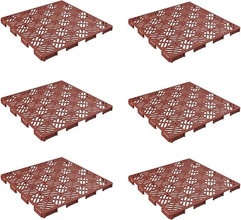 Pure Garden 50 147 Interlocking Tiles Multipurpose Indoor Outdoor Flooring 11 5 X 11 5 Set Of 6 Terracotta