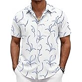 COOFANDY Mens Hawaiian Shirts Short Sleeve Button Down Aloha Shirts Summer Vacation Beach Shirts