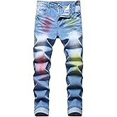 HuuPrr Men's Ripped Jeans Slim Fit Stretch Jeans Distressed Fashion Comfort Pants