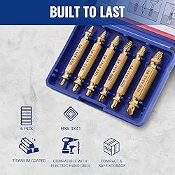 WORKPRO 6PCS Stripped Screw Extractor Set, Titanium