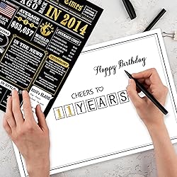 MOROLURU Unique 11th Birthday Card, Happy 11th