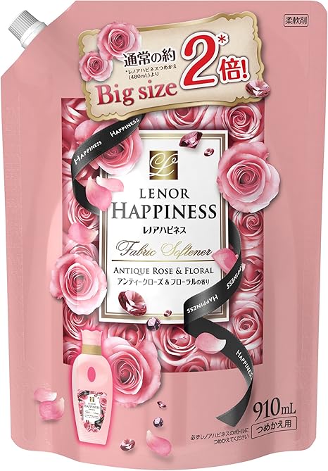 Amazon 大容量 レノア ハピネス 柔軟剤 アンティークローズ フローラル 詰替用 特大サイズ 910ml レノア 液体柔軟剤