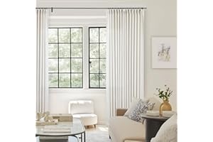 84 Inch Length Natural Pinch Pleated Linen Curtains 2 Panels for Living Room Bedroom Cream Ivory Semi Sheer Boho Neutral Back