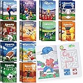 BenLouis 24 Pcs Sports Mini Coloring Books Kids Football Basketball Soccer Baseball Party Favors Small Activity Books Bulk for Kids Sports Birthday Goodie Bags Stuffers Return Gifts Classroom Travel