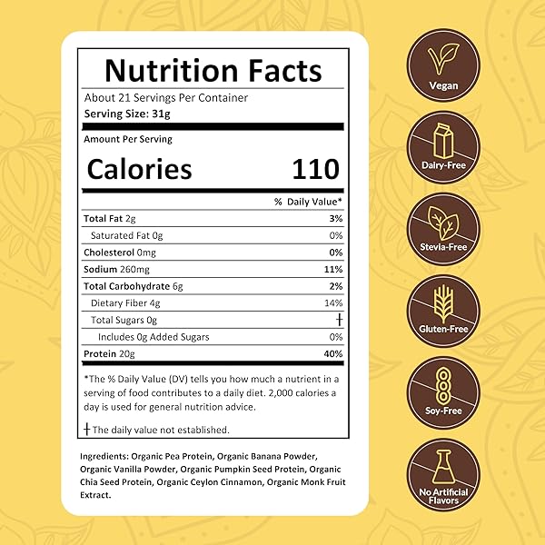 NUTRAPULSE BANANA CINNAMON VEGAN PROTEIN POWDER – 20G PLANT-BASED PROTEIN – ORGANIC, NON-GMO, GLUTEN-FREE, SOY-FREE – IDEAL FOR SMOOTHIES, SHAKES, BAKING – 1 PACK (20 SERVINGS)