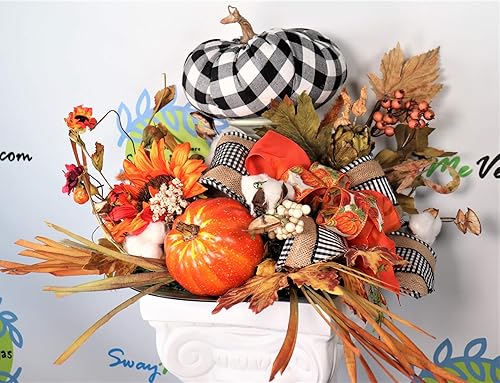 Amazon Com Farmhouse Inspired Buffalo Check Pumpkin Thanksgiving