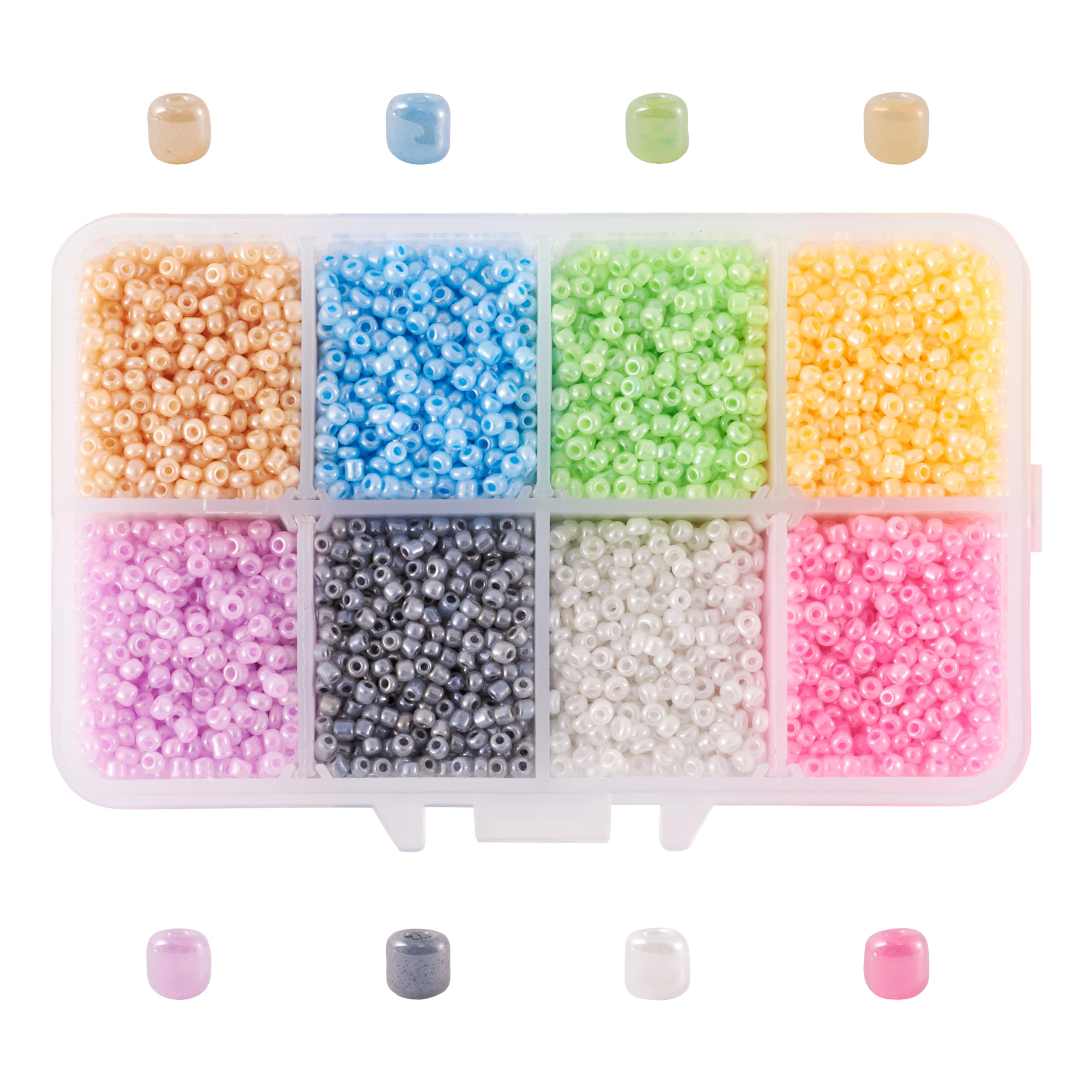 Craftdady 12500pcs 12/0 Glass Seed Beads 2mm Ceylon Round Loose Spacer Beads Mixed Colors for DIY Crafting Jewelry Making