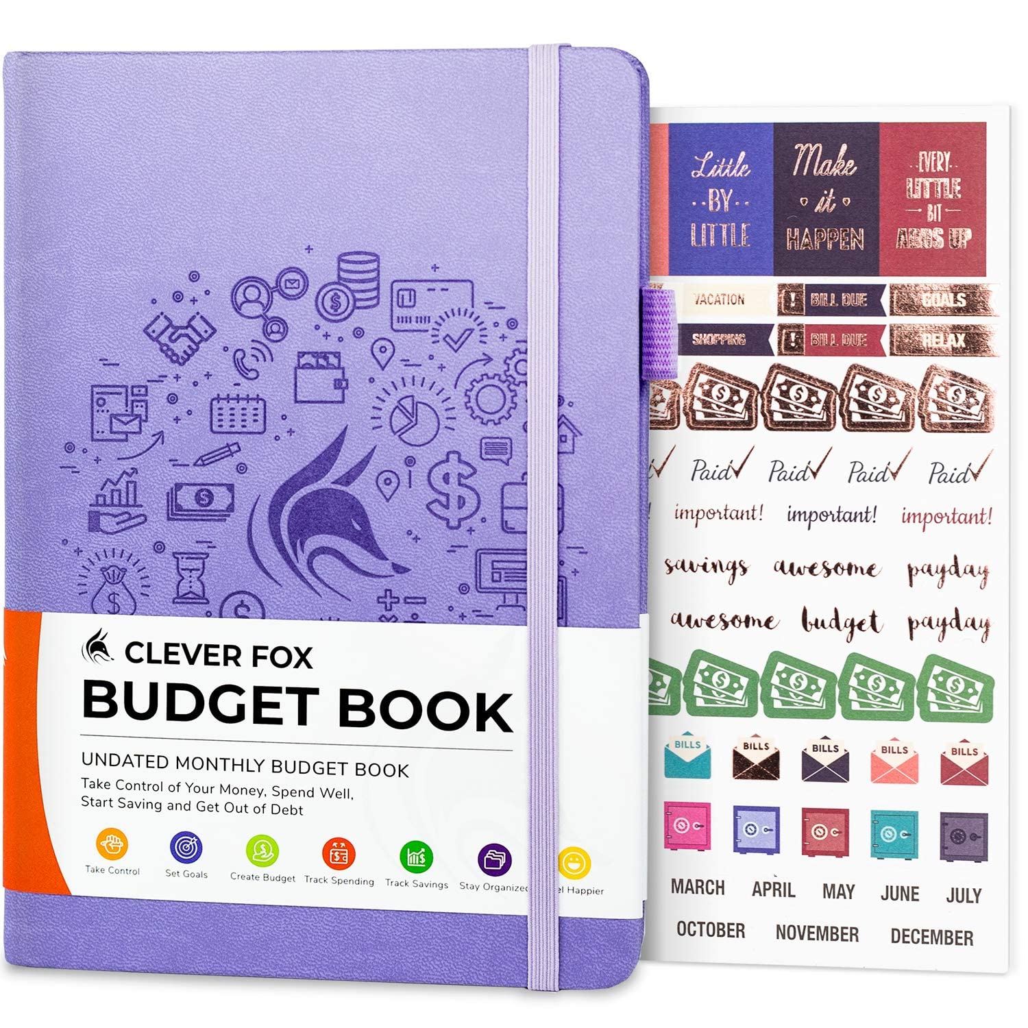 Clever Fox Budget Book – Financial Planner Organizer & Expense Tracker. Money Planner Account Notebook for Monthly Budgeting. Compact (Lavender)