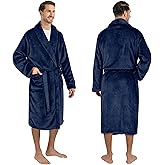 PAVILIA Mens Soft Robe Bathrobe for Men, Lightweight Fleece Male Robe Long Bath Shower Spa