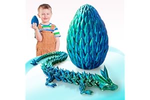 METUREBEAR Usoway 3D Printed Dragon, Crystal Dragon with a Dragon Egg, 15Inch Fidget Dragon Toy, Articulated Dragon Decor for Home Office Car Desk, Gifts for Kids, Classroom Rewards (Blue Green), Large, TY-001