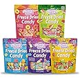 Freeze Dried Candy - 5 Flavors Variety Pack Crunchy Peach Rings, Watermelon, Puffs, Worms, Burger Candy - 1.7oz Each, Sweet Treat Snack for Family Sharing