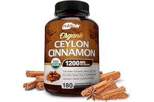 NutriFlair Organic Ceylon Cinnamon (100% Certified Organic Ceylon Cinnamon) 1200mg per Serving, 180 Capsules - Joints, Inflammatory, Antioxidant