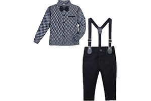 Lilax Boy Gentleman Outfit Tuxedo Dress Shirt Suspender Pant Set