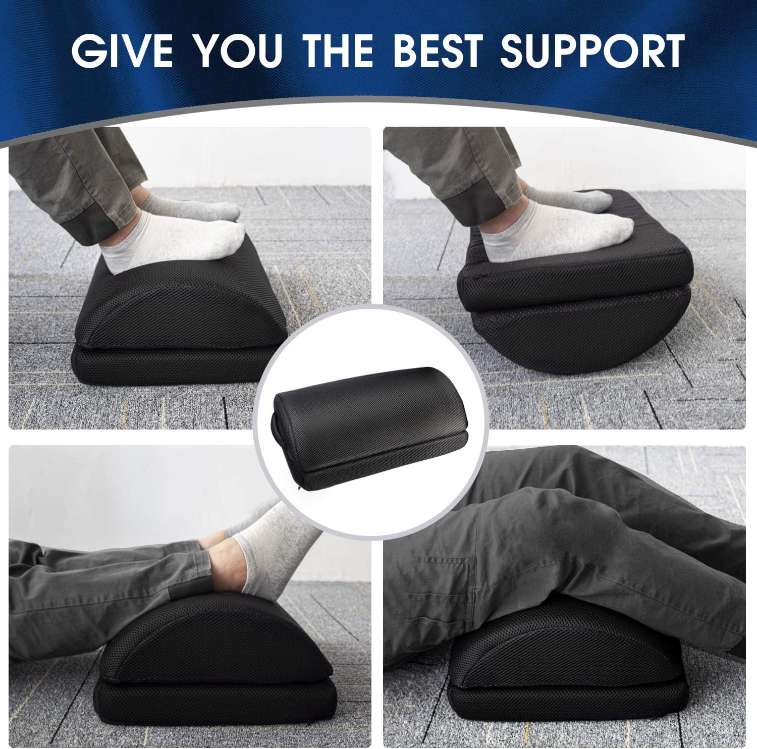 Ximoon Foot Rest for Under Desk at Work，Adjustable Foot Stool with Handle Non-Slip Bottom, Soft Yet Firm Ergonomic Design for Home Office Gaming Car to Relieve Lumbar, Back, Knee Pain : Office Products