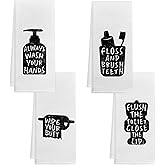 GICHUGl Funny Bathroom Rules Hand Towels Set of 4 - Funny Bathroom Dish Tea Decor, Black and White Hand Towels Decor, 16x24