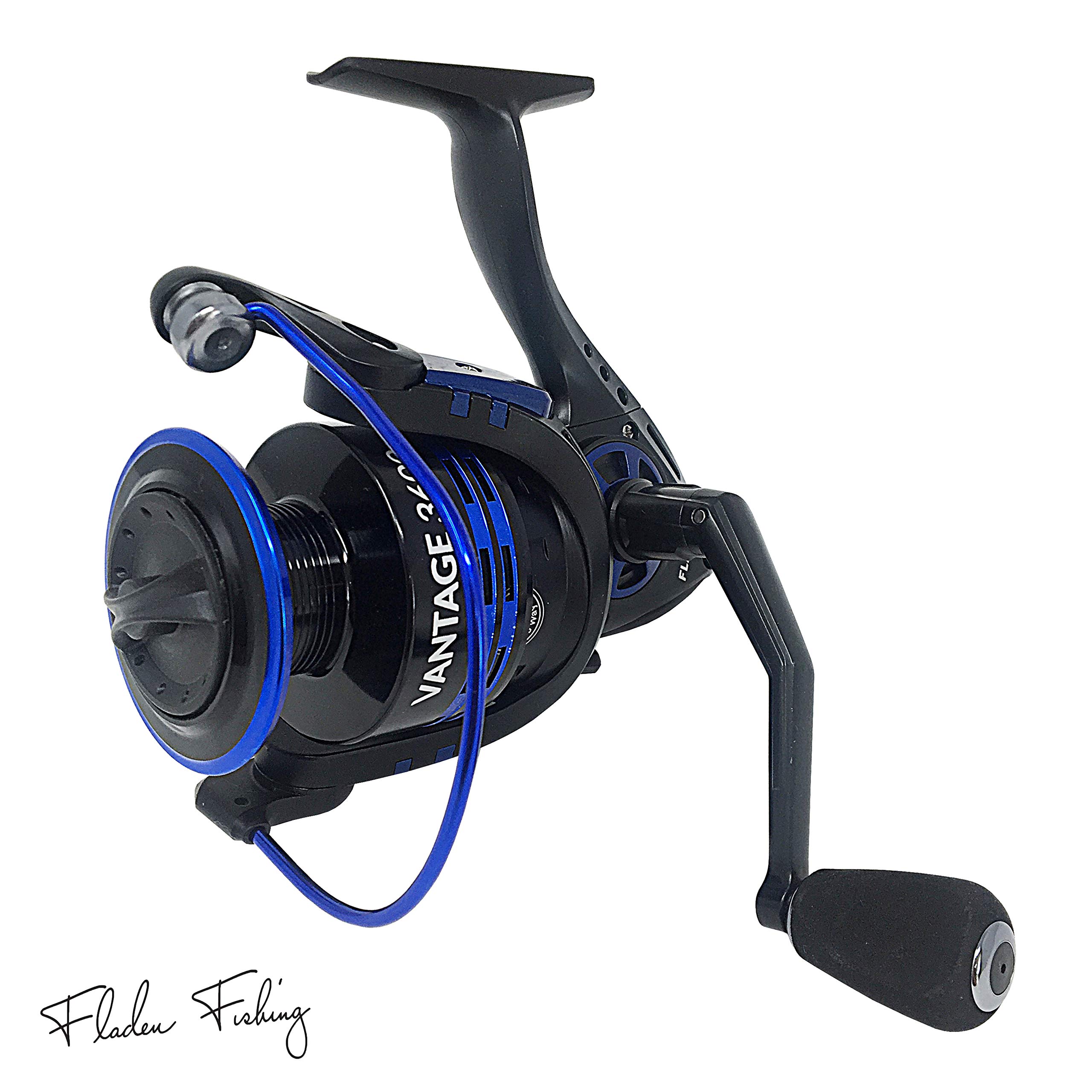 FLADEN Fishing - VANTAGE FD 3300 4 Ball bearings (3 plus 1 BB) ABS Graphite Body 5.2:1 Gear Ratio Quality Front Drag Fixed Spool Spinning Reel with Aluminium Spool (FD3300-10lbs / 270yds) [11-8430]