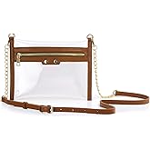 HOXIS Clear Zipper Purse Stadium Approved Women Chain Crossbody Bag Convertible Wristlet Clutch