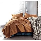 Solid Color Egyptian Cotton Duvet Cover Luxury Bedding Set High Thread Count Long Staple Sateen Weave Silky Soft Breathable Pima Quality Bed Linen (Copper, King)