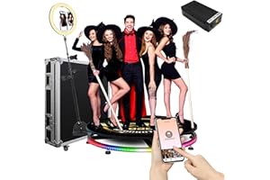 HARZHI 360 Photo Booth with Flight Case 100CM /39.4" + 24V Battery, 360 Photo Booth Machine for Parties Christmas Wedding,Software APP Remote Control Automatic Spin Accessories for 5-7 People