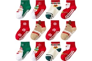 Aroveea Non Slip Grip Ankle Baby Socks 12 Pack for Toddler Boys and Girls Kids,Infant Cute Cotton Baby Socks