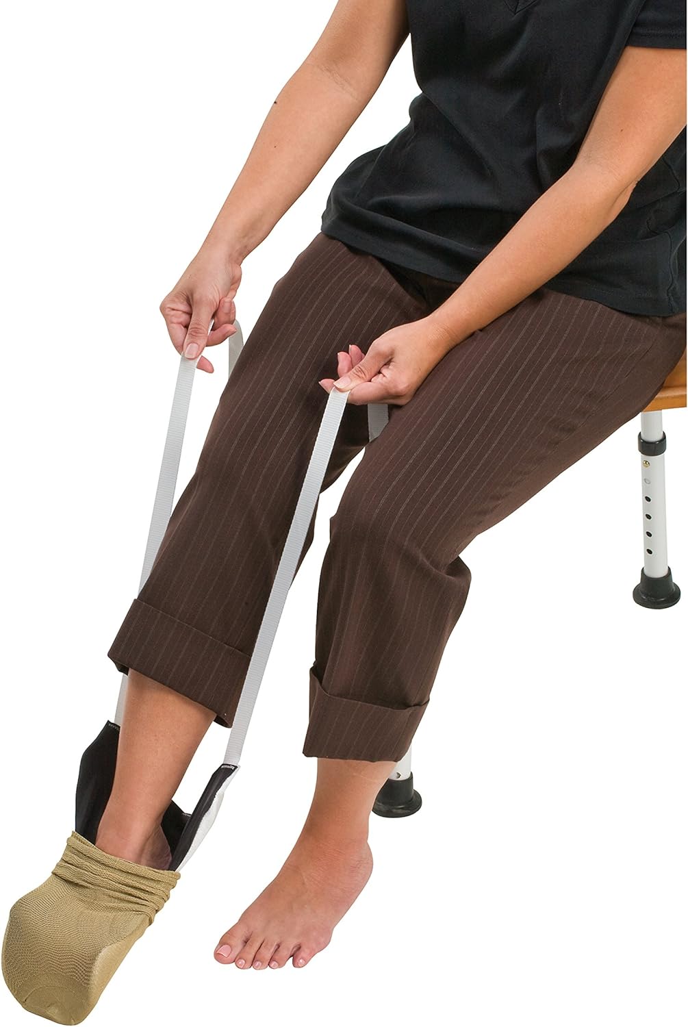 DMI Deluxe Sock Aid - Easily Pull on Socks Without Bending, Slip Resistance, White: Health & Personal Care