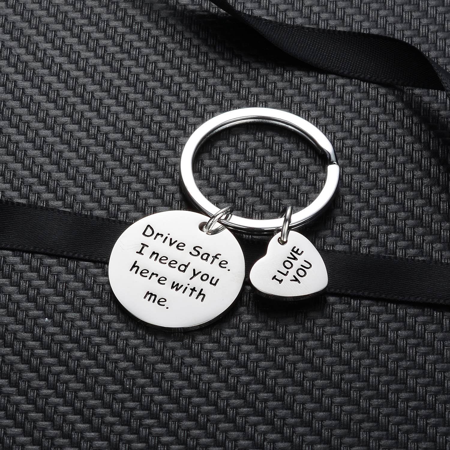MADHAHEFU Drive Safe Keychain Husband Keyring Boyfriend Gifts Valentines Day Key Chain I Need You Here with Me Keychain Jewellery for Men (Drive Safe) - Image 5