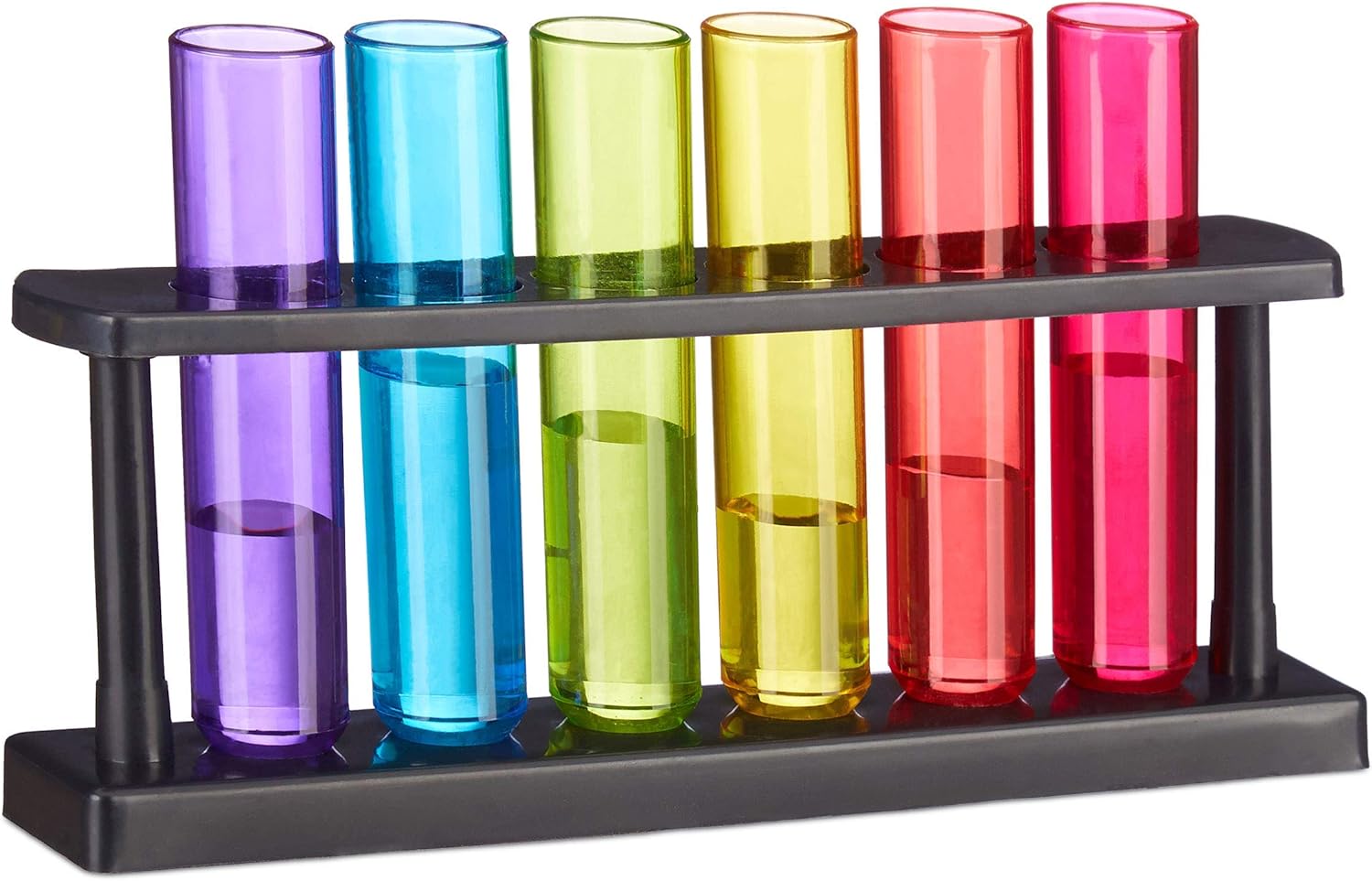 Relaxdays Test Tube Shot Glasses, 6 Playful Glasses with Holder, 4 cl