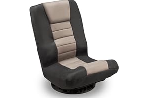 Buymoth Swivel Gaming Chair 360 Degree Multipurpose Floor Chair Rocker for TV, Reading, Playing Video Games w/Lumbar Support, Adjustable Foldable Backrest,Grey