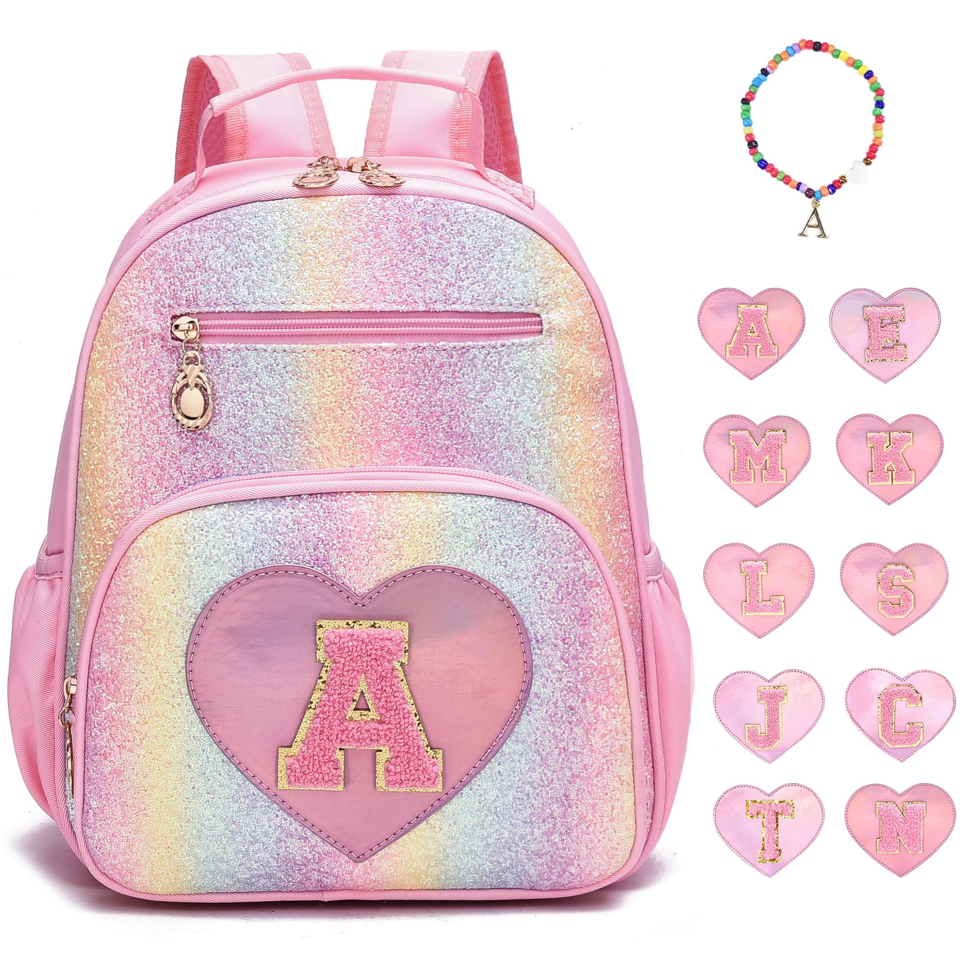 Photo 1 of I IHAYNER Kids Glitter Lightweight Backpack for School Travel & Daycare, Toddler Backpack for Girls 3+ Preschool Kindergarten Elementary Kids Backpack-Rainbow Pink A