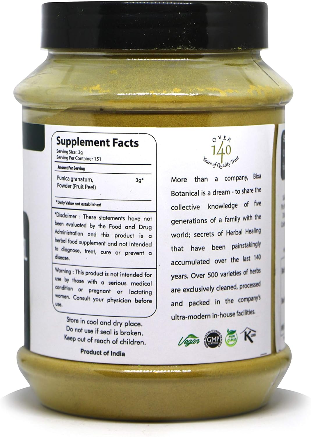 Pomegranate Peel Powder (Punica granatum) - 1 Pound (16 Oz) | Ayurvedic Herbal Supplement Helps to Control Loose motions, Improves Digestion: Health & Personal Care